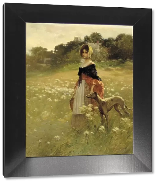 Young Girl and Dog, 1890. Creator: Percy Moran