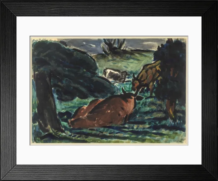 Framed Print : Cows Reclining, c1920s. Creator: Louis Wiesenberg Framed Print : Cows Reclining, c1920s. Creator: Louis Wiesenberg
