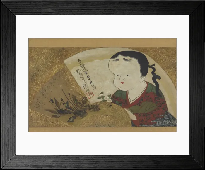 Framed Print : Uzume (Okame) and flowers, 18th-19th century. Creator: Ogata Kenzan Framed Print : Uzume (Okame) and flowers, 18th-19th century. Creator: Ogata Kenzan