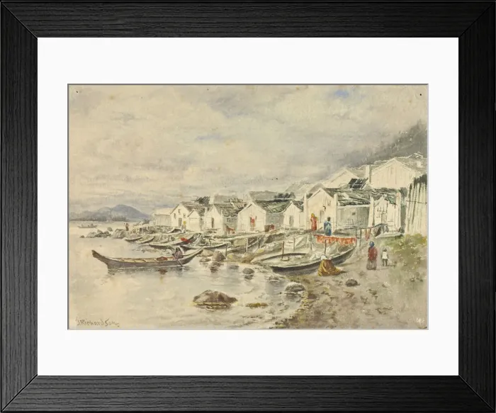 Framed Print : The Ranch Native Village, Sitka, 1884. Creator: Theodore J. Richardson Framed Print : The Ranch Native Village, Sitka, 1884. Creator: Theodore J. Richardson