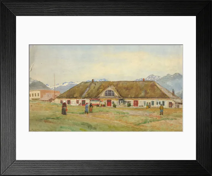 Framed Print : Old Russian Trading Post, Sitka, ca. 1880-1914. Creator: Theodore J. Richardson