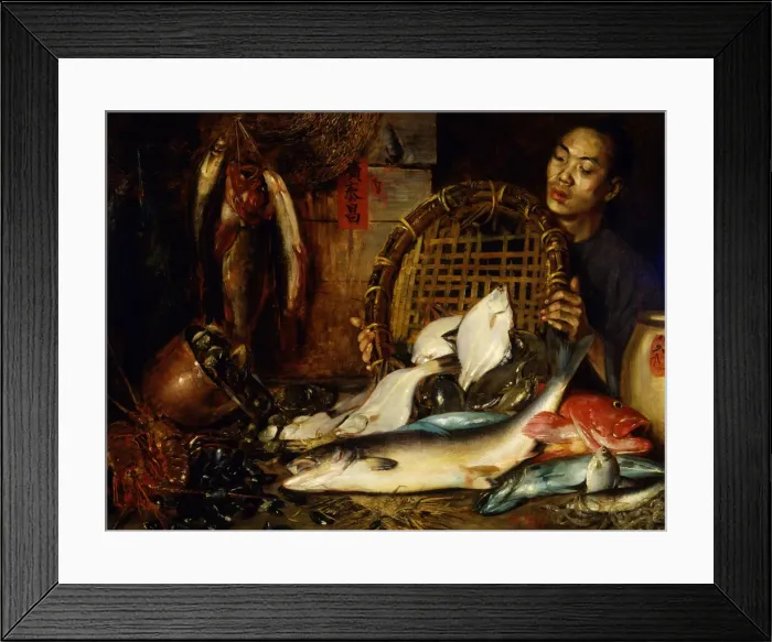 Framed Print : The Chinese Fishmonger, 1881. Creator: Theodore Wores Framed Print : The Chinese Fishmonger, 1881. Creator: Theodore Wores
