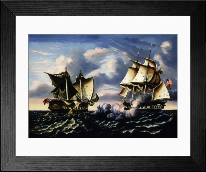 Framed Print : Capture of H. B. M. Frigate Macedonian by U. S. Frigate United States, October 25, 1812