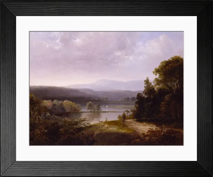 Framed Print : River View with Hunters and Dogs, ca. 1850. Creator: Thomas Doughty Framed Print : River View with Hunters and Dogs, ca. 1850. Creator: Thomas Doughty