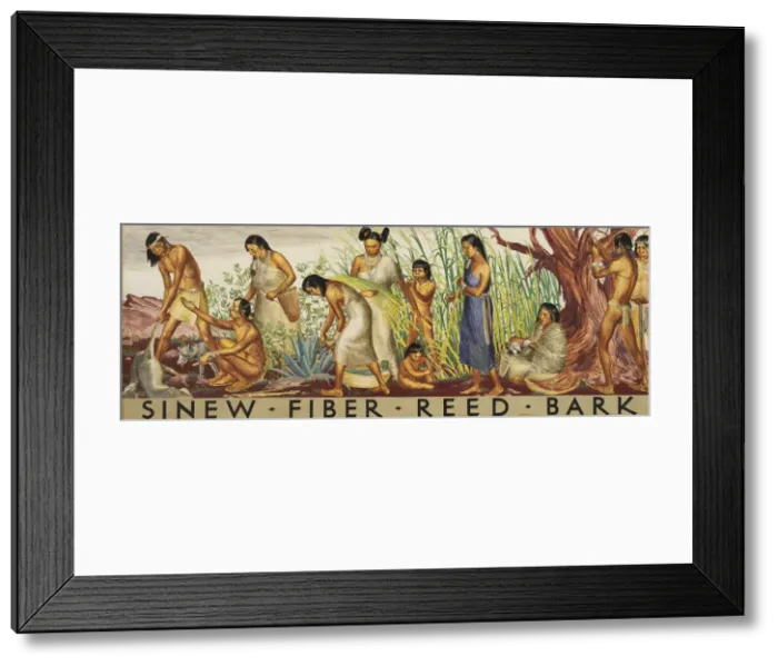 Framed Print : Sinew, Fiber, Reed, Bark (mural study), ca. 1933-1943. Creator: Unknown Framed Print : Sinew, Fiber, Reed, Bark (mural study), ca. 1933-1943. Creator: Unknown