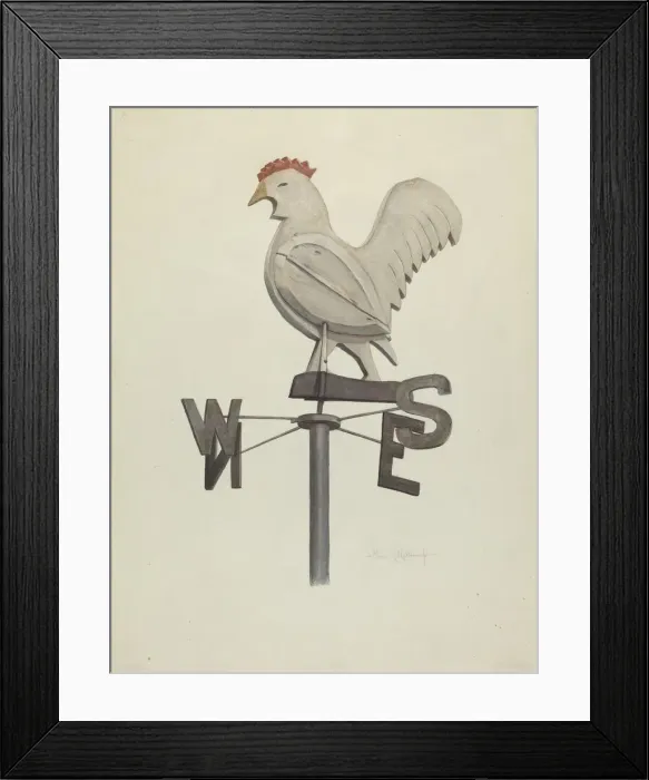 Framed Print : Weather Vane, c. 1941. Creator: Elmer K Kottcamp Framed Print : Weather Vane, c. 1941. Creator: Elmer K Kottcamp