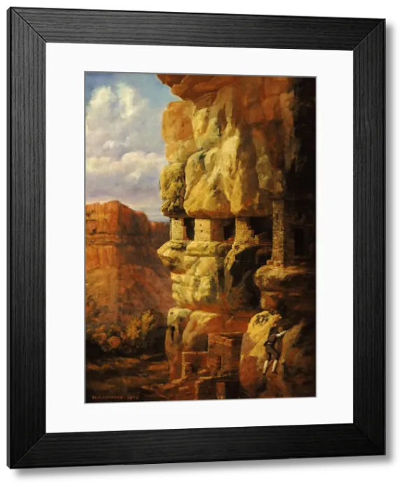 Framed Print : Cliff Houses on the Rio Mancos, Colorado, 1875. Creator: William Henry Holmes Framed Print : Cliff Houses on the Rio Mancos, Colorado, 1875. Creator: William Henry Holmes