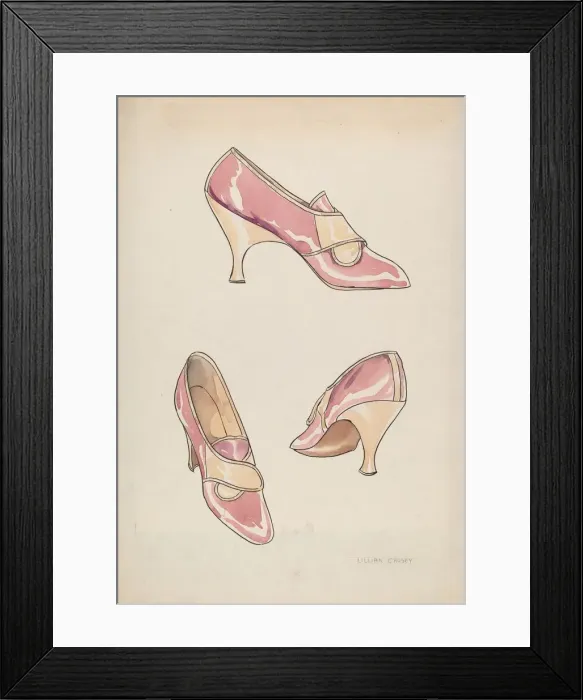 Framed Print : Womans Slippers, c. 1936. Creator: Lillian Causey Framed Print : Womans Slippers, c. 1936. Creator: Lillian Causey