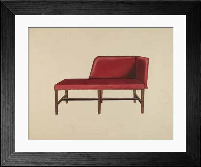 Framed Print : Settee or Chaise Lounge, c. 1939. Creator: Lillian Causey Framed Print : Settee or Chaise Lounge, c. 1939. Creator: Lillian Causey
