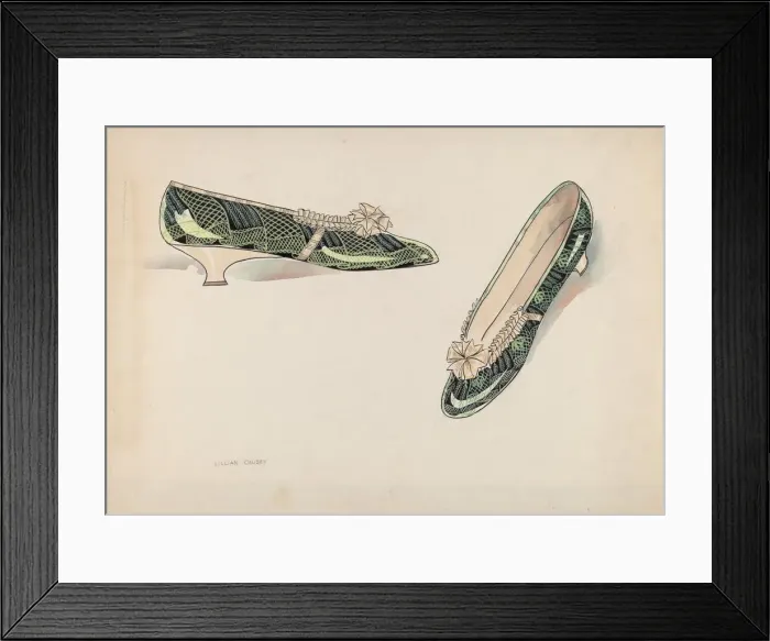 Framed Print : Womans Slippers, c. 1936. Creator: Lillian Causey Framed Print : Womans Slippers, c. 1936. Creator: Lillian Causey