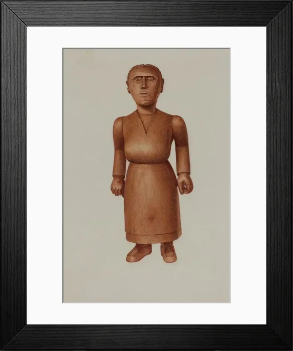 Framed Print : Wooden Doll, c. 1939. Creator: John Tarantino Framed Print : Wooden Doll, c. 1939. Creator: John Tarantino