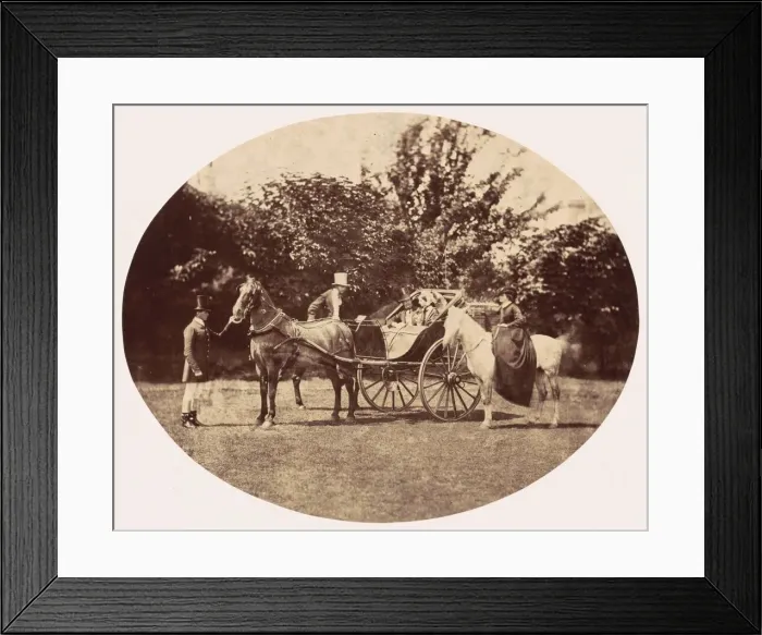 Framed Print : Horse-drawn Carriage and Female Rider, 1858. Creator: William Henry Lake Price Framed Print : Horse-drawn Carriage and Female Rider, 1858. Creator: William Henry Lake Price
