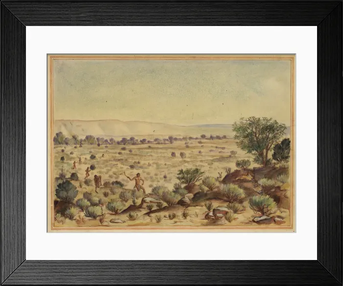 Framed Print : Men Hunting Rabbits, 20th century. Creator: Unknown Framed Print : Men Hunting Rabbits, 20th century. Creator: Unknown