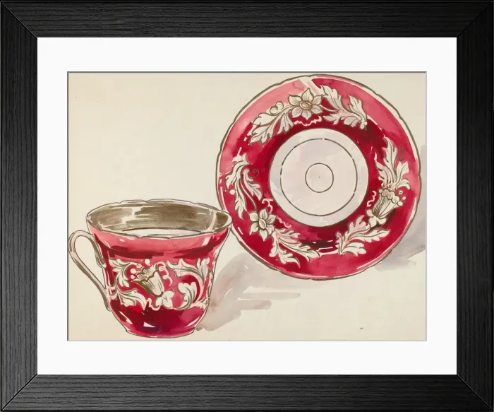 Framed Print : Cup and Saucer, c. 1936. Creator: Lillian Causey Framed Print : Cup and Saucer, c. 1936. Creator: Lillian Causey