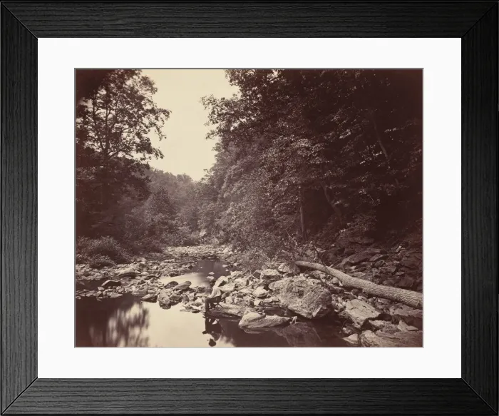 Framed Print : The Wissahickon Creek near Philadelphia, c. 1863. Creator: John Moran Framed Print : The Wissahickon Creek near Philadelphia, c. 1863. Creator: John Moran