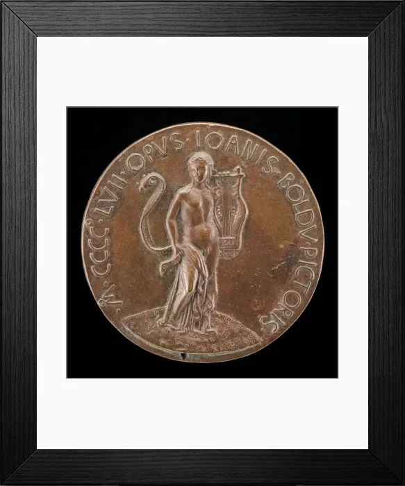 Framed Print : Apollo with Lyre and Long Scroll [reverse], 1457. Creator: Giovanni Boldu