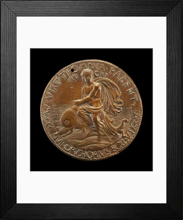 Framed Print : Arion Riding on a Dolphin [reverse], 1457. Creator: Giovanni Boldu