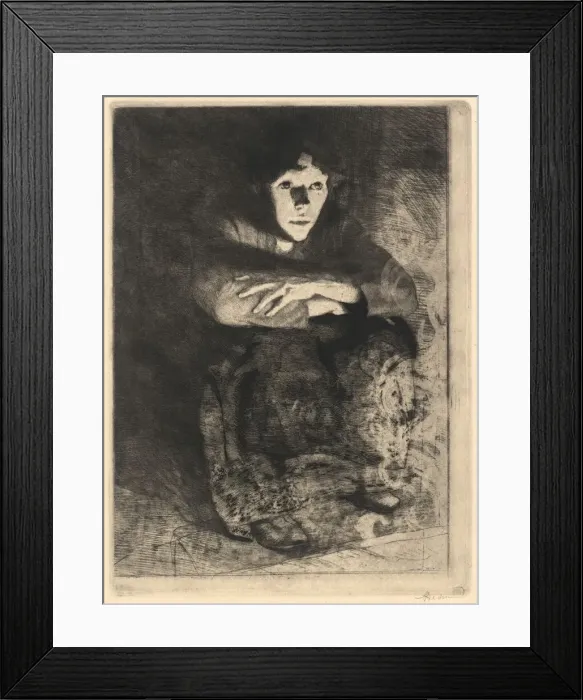 Framed Print : In the Embers (Dans les cendres), 1887. Creator: Paul Albert Besnard Framed Print : In the Embers (Dans les cendres), 1887. Creator: Paul Albert Besnard
