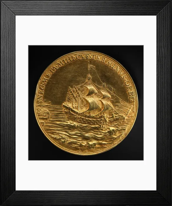 Framed Print : The Juxon Medal: The Dominion of the Seas [reverse], 1639. Creator: Nicolas Briot