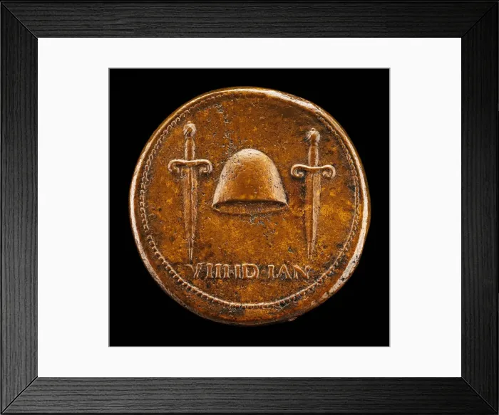 Framed Print : Cap of Liberty between Daggers [reverse]. Creator: Giovanni da Cavino