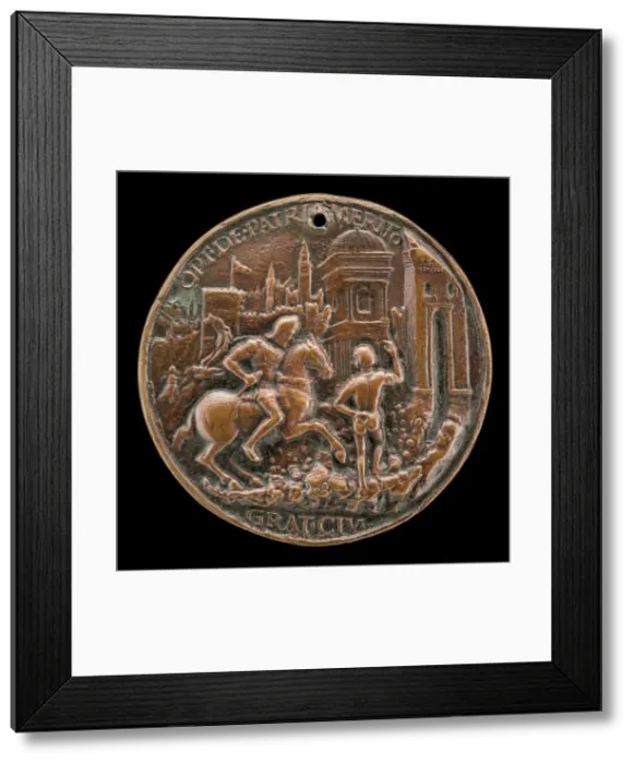 Framed Print : Gritti Before the Breached City Wall [reverse], 1512  /  1516. Creator: Giovanni Falier