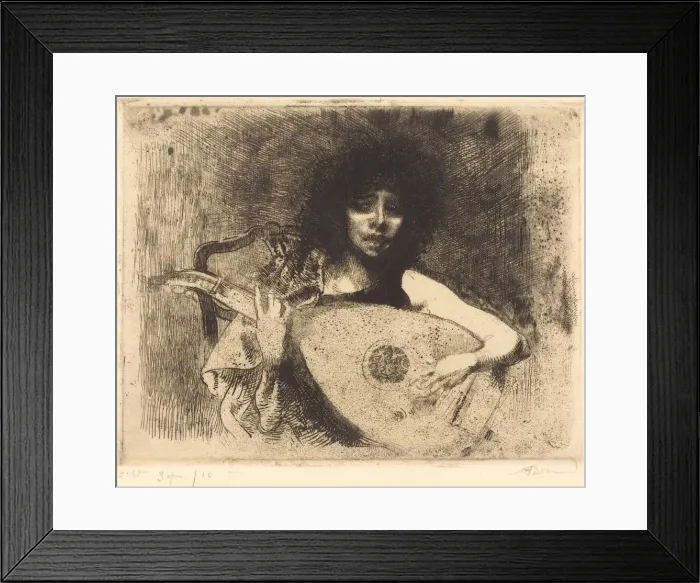 Framed Print : The Lute Player (La joueuse de luth), 1922. Creator: Paul Albert Besnard