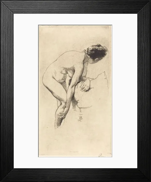 Framed Print : Nude Holding Her Leg (Femme nue se tenant la jambe), 1886. Creator: Paul Albert Besnard Framed Print : Nude Holding Her Leg (Femme nue se tenant la jambe), 1886. Creator: Paul Albert Besnard