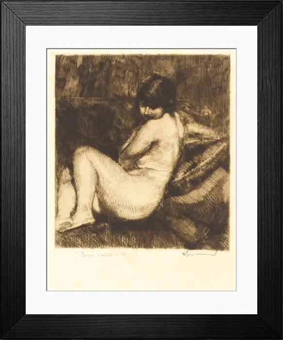 Framed Print : The Feathered Turban (Le turban aaigrette), 1901. Creator: Paul Albert Besnard