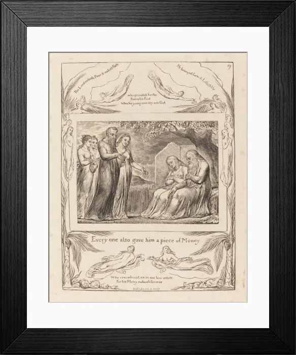 Framed Print : Job Accepting Charity, 1825. Creator: William Blake Framed Print : Job Accepting Charity, 1825. Creator: William Blake