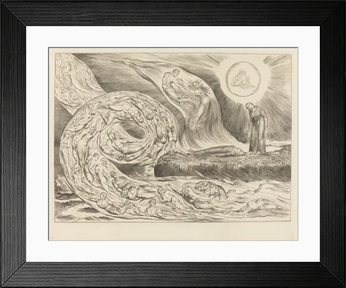 Framed Print : The Circle of the Lustful: Paolo and Francesca, 1827. Creator: William Blake Framed Print : The Circle of the Lustful: Paolo and Francesca, 1827. Creator: William Blake