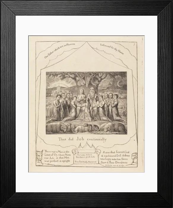 Framed Print : Job and His Family, 1825. Creator: William Blake Framed Print : Job and His Family, 1825. Creator: William Blake