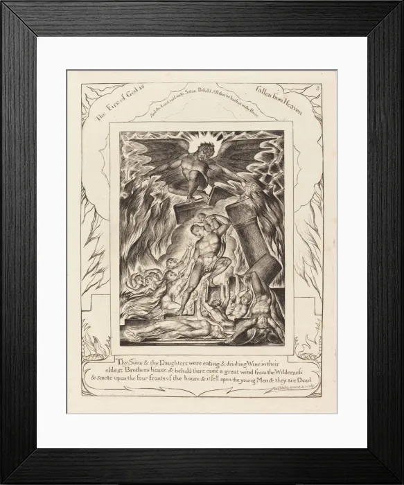 Framed Print : The Destruction of Jobs Sons, 1825. Creator: William Blake Framed Print : The Destruction of Jobs Sons, 1825. Creator: William Blake