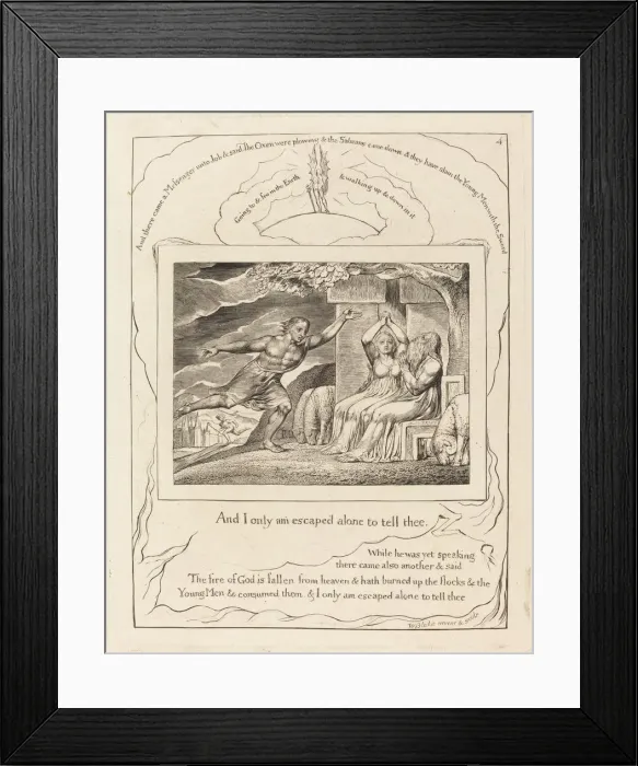 Framed Print : The Messengers Tell Job of His Misfortunes, 1825. Creator: William Blake Framed Print : The Messengers Tell Job of His Misfortunes, 1825. Creator: William Blake