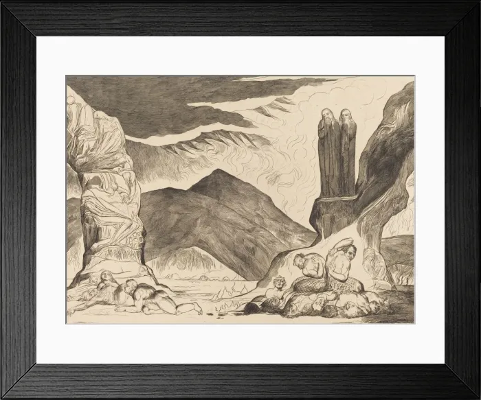 Framed Print : The Circle of the Falsifiers: Dante and Virgil Covering their Noses because of the stench Framed Print : The Circle of the Falsifiers: Dante and Virgil Covering their Noses because of the stench