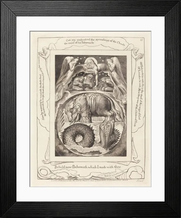 Framed Print : Behemoth and Leviathan, 1825. Creator: William Blake Framed Print : Behemoth and Leviathan, 1825. Creator: William Blake