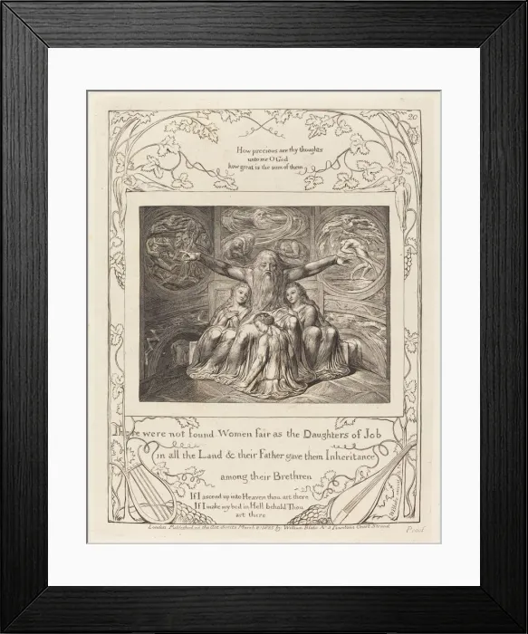 Framed Print : Job and His Daughters, 1825. Creator: William Blake Framed Print : Job and His Daughters, 1825. Creator: William Blake