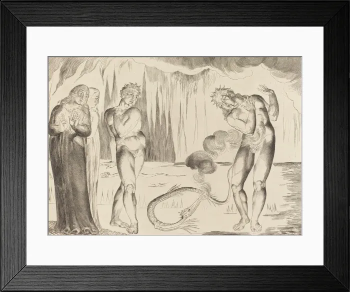 Framed Print : The Circle of the Thieves; Buoso Donati Attacked by the Serpent, 1827 Framed Print : The Circle of the Thieves; Buoso Donati Attacked by the Serpent, 1827