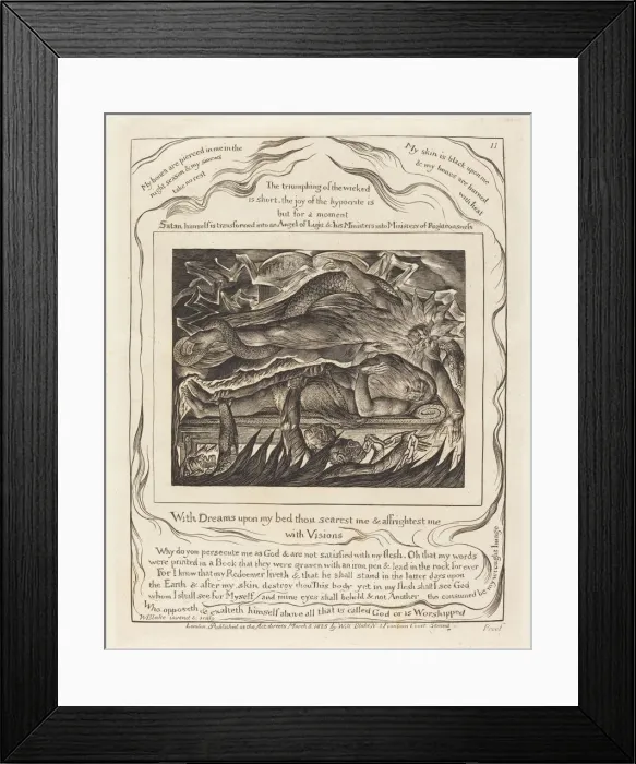 Framed Print : Jobs Evil Dreams, 1825. Creator: William Blake Framed Print : Jobs Evil Dreams, 1825. Creator: William Blake
