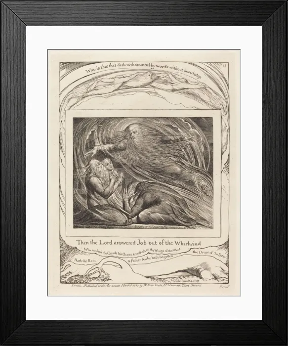 Framed Print : The Lord Answering Job out of the Whirlwind, 1825. Creator: William Blake Framed Print : The Lord Answering Job out of the Whirlwind, 1825. Creator: William Blake