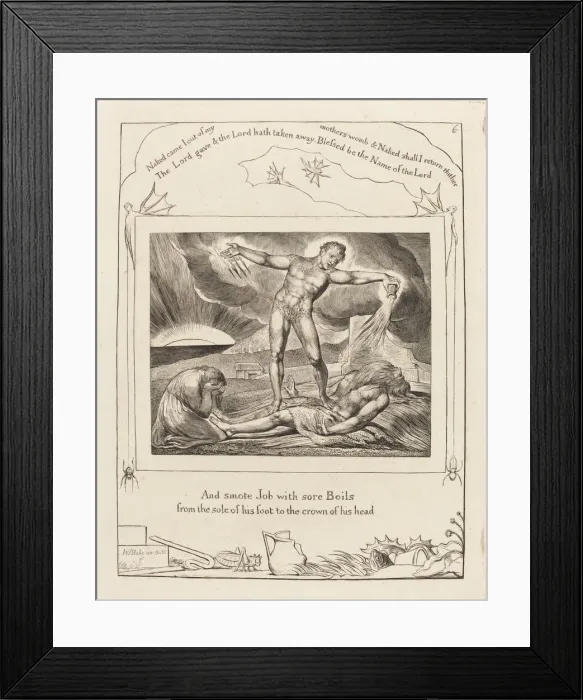 Framed Print : Satan Smiting Job with Boils, 1825. Creator: William Blake Framed Print : Satan Smiting Job with Boils, 1825. Creator: William Blake