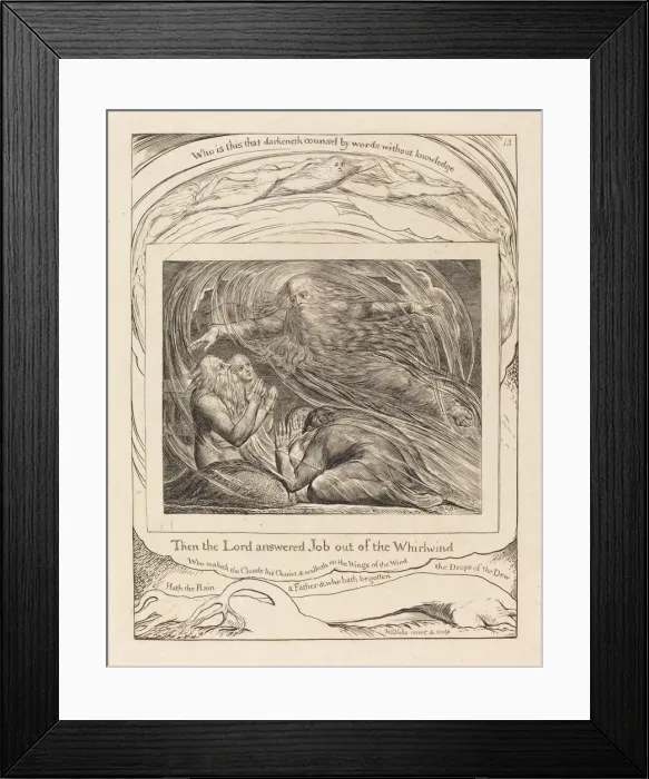 Framed Print : The Lord Answering Job out of the Whirlwind, 1825. Creator: William Blake Framed Print : The Lord Answering Job out of the Whirlwind, 1825. Creator: William Blake