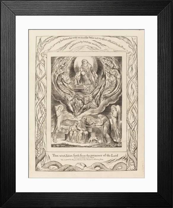 Framed Print : Satan Going Forth from the Presence of the Lord, 1825. Creator: William Blake Framed Print : Satan Going Forth from the Presence of the Lord, 1825. Creator: William Blake