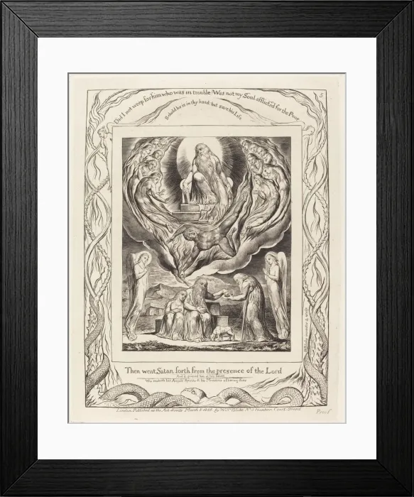 Framed Print : Satan Going Forth from the Presence of the Lord, 1825. Creator: William Blake Framed Print : Satan Going Forth from the Presence of the Lord, 1825. Creator: William Blake