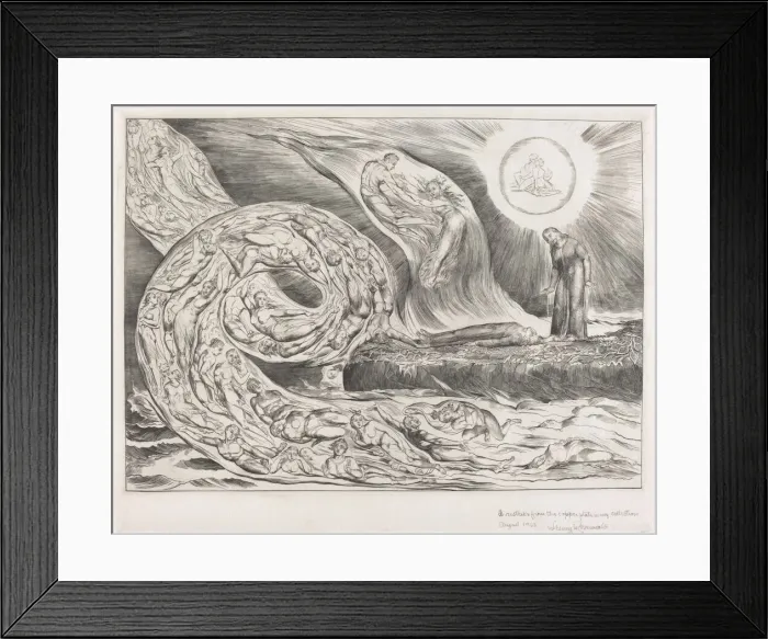 Framed Print : The Circle of the Lustful: Paolo and Francesca, 1827. Creator: William Blake Framed Print : The Circle of the Lustful: Paolo and Francesca, 1827. Creator: William Blake