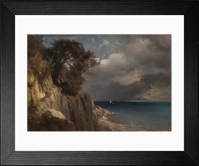 Framed Print : Lake Scene, 1875. Creator: Edward L. Custer Framed Print : Lake Scene, 1875. Creator: Edward L. Custer