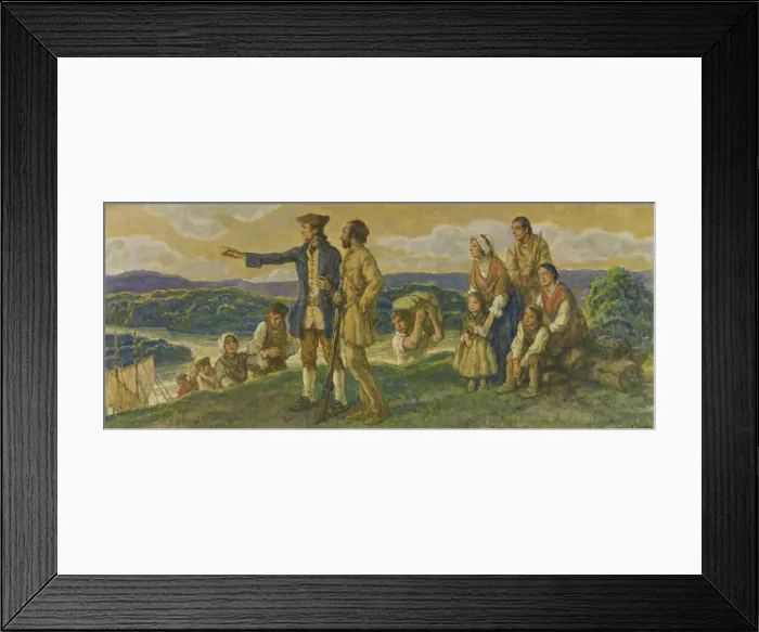 Framed Print : Arrival of Colonel John Donaldson (design for mural). Creator: F. Luis Mora Framed Print : Arrival of Colonel John Donaldson (design for mural). Creator: F. Luis Mora