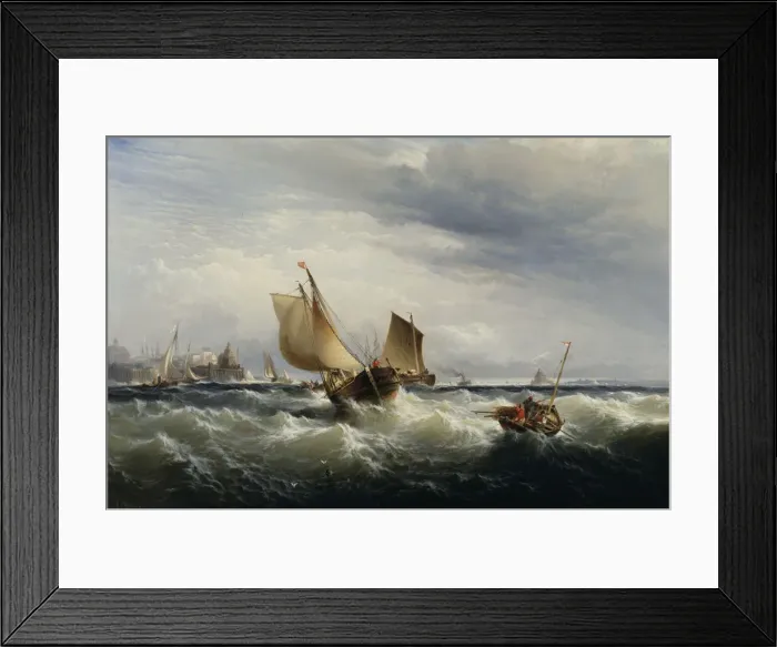 Framed Print : Fishing Boats Beating up to Windward, ca. 1858. Creator: Edward Moran Framed Print : Fishing Boats Beating up to Windward, ca. 1858. Creator: Edward Moran