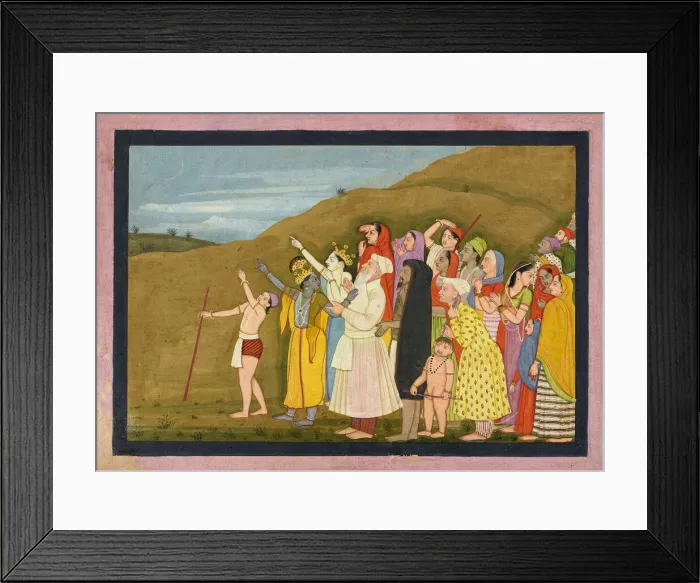 Framed Print : Krishna and his family admire a solar eclipse, perhaps a page from the Framed Print : Krishna and his family admire a solar eclipse, perhaps a page from the