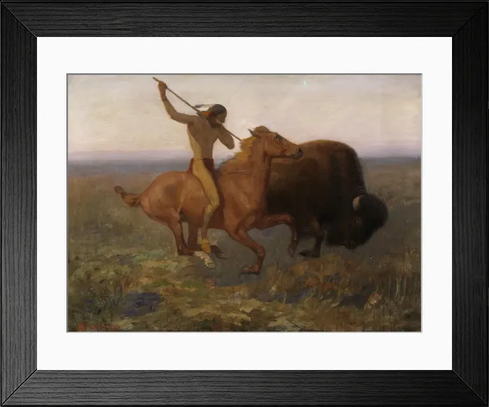 Framed Print : Indian Hunting Buffalo, late 19th-early 20th century. Creator: Edwin Willard Deming Framed Print : Indian Hunting Buffalo, late 19th-early 20th century. Creator: Edwin Willard Deming