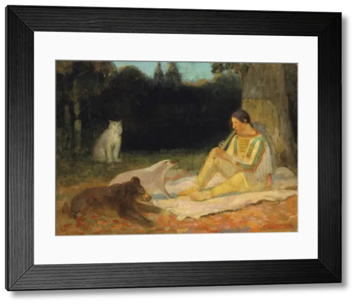 Framed Print : The Flute Player, late 19th-early 20th century. Creator: Edwin Willard Deming Framed Print : The Flute Player, late 19th-early 20th century. Creator: Edwin Willard Deming